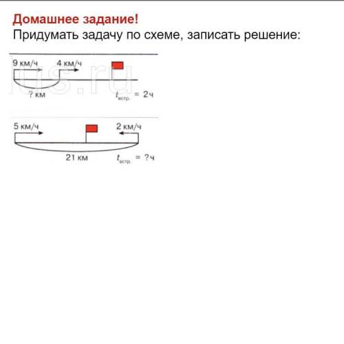 Придумайте задачу по схеме, запишите решение: