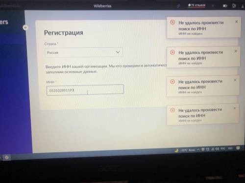 Кто шарит в Wildberries, почему я вожу свой ИНН. А там выходит така ошибка , вроде все правильно