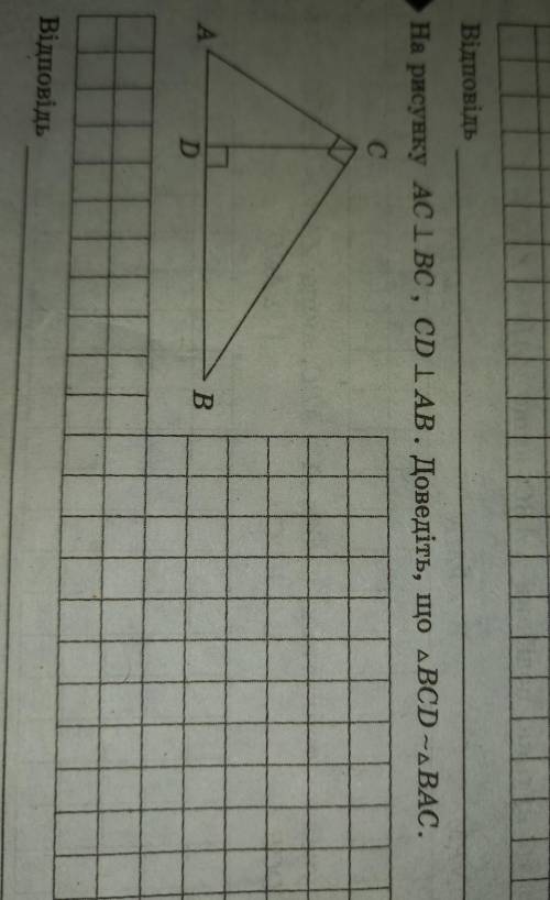 На рисунку AC 1 BC, CD 1 АВ. Доведіть, що BCD -ВАС. C A В B. Відповідь 98