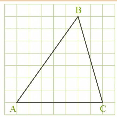 Найди cреднюю линию, параллельную BC данного треугольника, если размер клетки 9 см2. ответ рассчитай