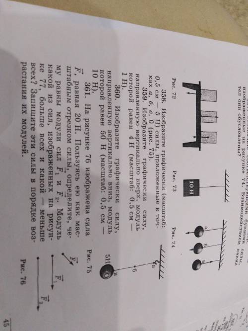 Изобразите графически (масштаб:0,5 см—5Н) силы, приложенные в точках а, б, в, 0(рис. 75) для силы уп