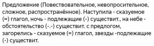 Наступила ночь.сделать синтаксический разбор предложения