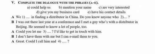 COMPLETE THE DIALOGUE WITH THE PHRASES (A–E).