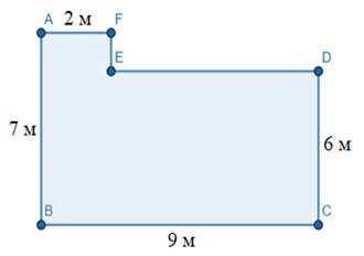 Найдите периметр (в метрах) и площадь фигуры (в метрах квадратных).