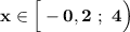 \displaystyle\bf\\x\in\Big[-0,2 \ ; \ 4\Big)