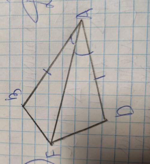 На рисунке AB=AD угол BAF=DAF , угол B=37° , BF=10см , найти угол D , DF