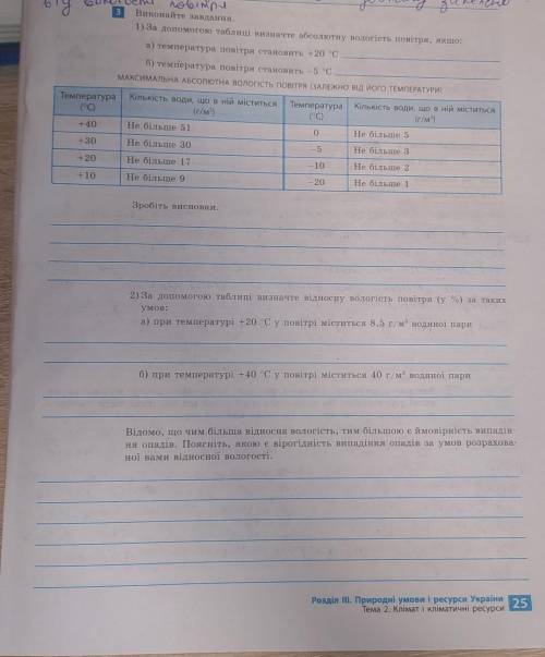 Визначте вологості повітря за даними показниками