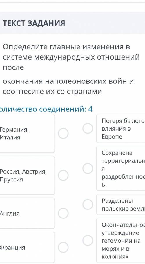 Определите главные изменения в системе международных отношений после окончания наполеоновских войн И