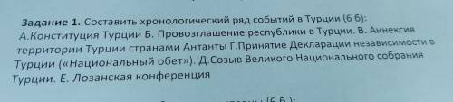 Составить хронологический ряд событий в Турции