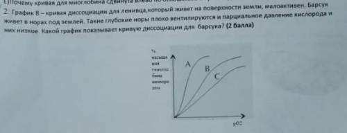 график В кривая диссоциации для ленивца ,который живет на поверхности земли,малоактивен.Барсук живет