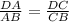 \frac{DA}{AB} = \frac{DC}{CB}