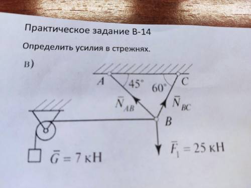 Определить усилия в стрежнях