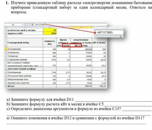 Изучите приведенную таблицу расхода электроэнергии домашними бытовыми приборами (стандартный набор)