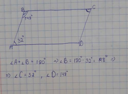 ABCD-паралелограм <A =32 градусиЗнайти<C