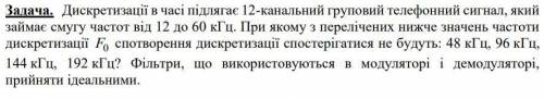 Дискретизації в часі підлягає 12-канальний груповий телефонний сигнал, який займає смугу частот від