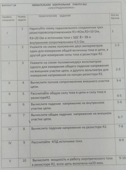 1. Нарисуйте схему параллельного соединения трех резисторов сопротивлением R1=40M,R2=100m. R3=20 Ом