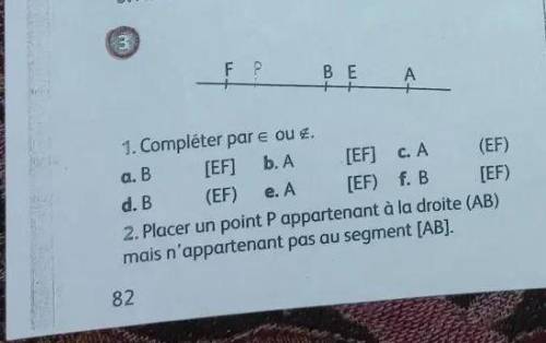 по геометрії французька2. Поставте точку P, що належить прямій (АВ), але не належить відрізку [АВ].ц