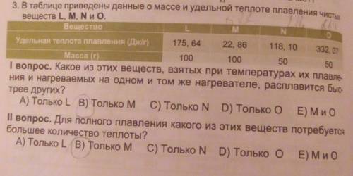 ЗА РЕШЕНИЕ С ОБЪЯСНЕНИЕМ. В таблице приведены данные о массе и удельной теплоте плавления чистых вещ