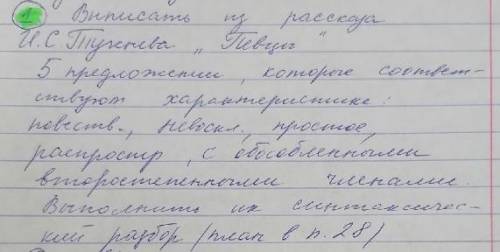 Рассказ И.С. Тютчева Певец 5 предложения. Повесть, невоскл, простое, распр, обособленое второстепе