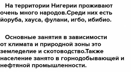 СОСТАВИТЬ ХАРАКТЕРИСТИКУ СТРАНЫ НИГЕРИИ ПО ПЛАНУ: 1. Географическое положение (в какой части материк