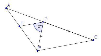 На рисунке BD=DC, BC||DE, ∠BDE=40градусов. Найдите угол ADE.Надо чтобы все было расписано, как надо!