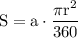 \rm S=a\cdot \dfrac{\pi r^2}{360}