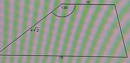 Основания трапеции равны 10 и 16, боковая сторона, равная 4 V2 образует с одним из оснований трапеци