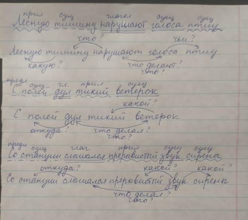 подчеркнуть основу предложения, дополнение и определение, подписать части речи над словами, протянут