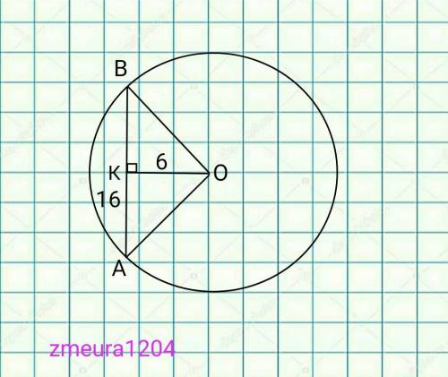 672. У колі проведено хорду завдовжки 16 см. Знайдіть радіус кола, якщо відстань від центра кола до