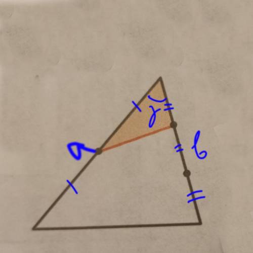 Площадь треугольника равна 1.Каждая его сторона отмеченными точками делится на равные части. Найдите