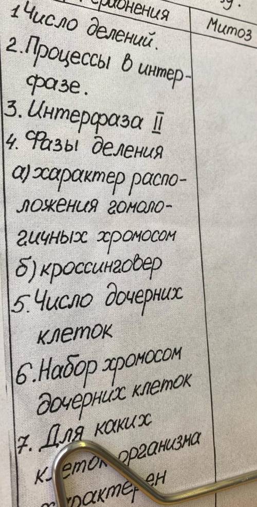 биология 9 классзаполните таблицу после митоза идёт ещё мейоз