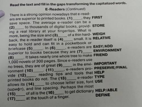 Read the text and fill in the gaps transforming capitalized words: