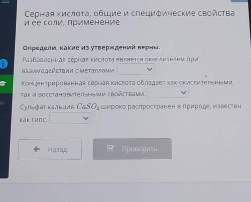 Определи, какие из утверждений верны. Разбавленная серная кислота является окислителем при взаимодей