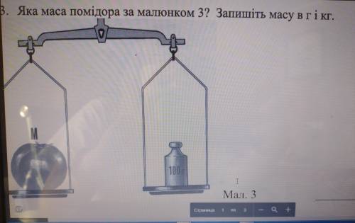 Яка маса помідора за малюнком? Запишіть масу в г і кг.