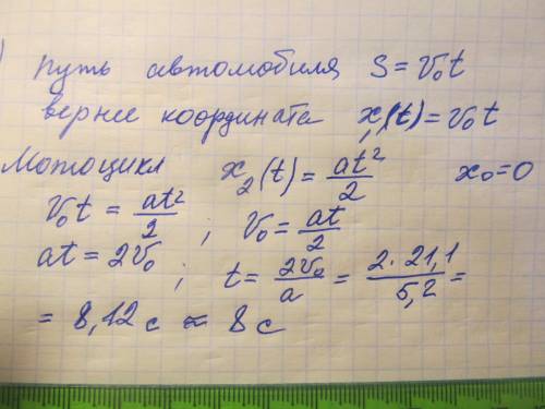 Автомобиль, движущийся с постоянной скоростью 21,1 м/с, не останавливается на красный свет, а продол