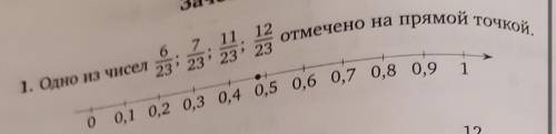 Одно из чисел 6/23, 7/23, 11/23, 12/23 отмечено на координатной прямой. Какое это число