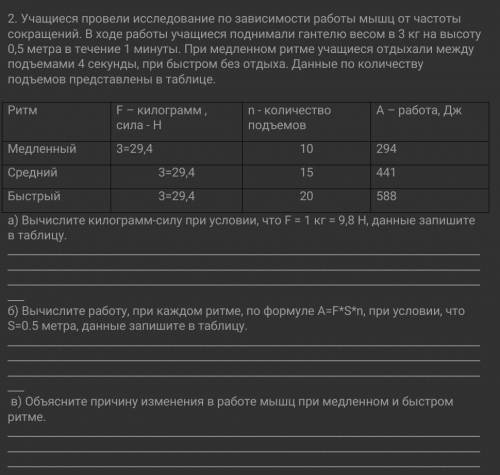 Учащиеся провели исследование по зависимости работы мышц от частоты сокращений. В ходе работы учащие