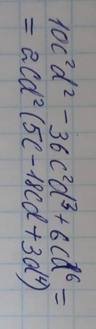 Разложи на множители: 10c^2d^2-36c^2d^3+6cd^6