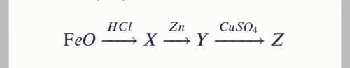 Определите молярную массу (в г/моль) вещества Z (содержит атомы железа) в цепочке превращений: ответ