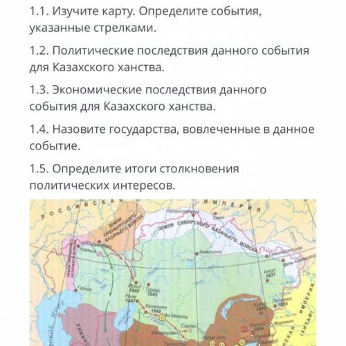 ТЕКСТ ЗАДАНИЯ 1.1. Изучите карту. Определите события, указанные стрелками. 1.2. Политические последс