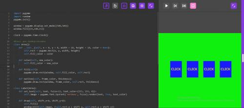 Как сделать что б надпись CLICK появлялась на рандомном прямоугольнике на питоне КОД: import pygam