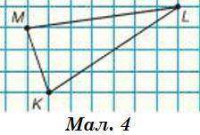 Побудуйте за клітинками спочатку ∆KLM (Мал. 4), а потім , що дорівнює ∆KLM.