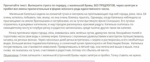 с русским языком. надо выписать из текста без предлогов все имена прилагательные женского рода в еди