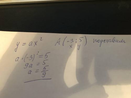 ●!* график функций y=ax^2 проходит через точку А(-3,5) найдите коэффициент а^х,y