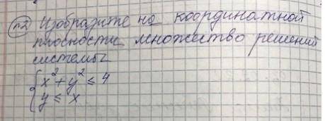 Решите Изобразите на координатной плоскости множество решений системы {x²+y²\<4 {y\<x