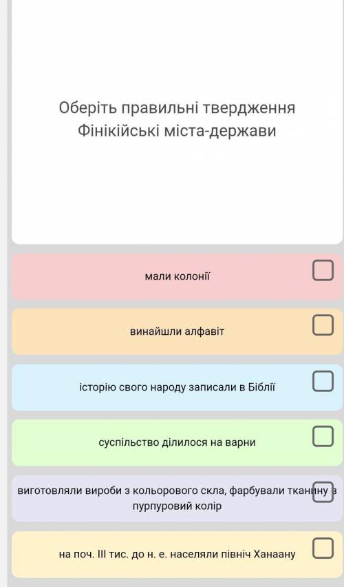 Оберіть правильне твердження фінікійські міста держави