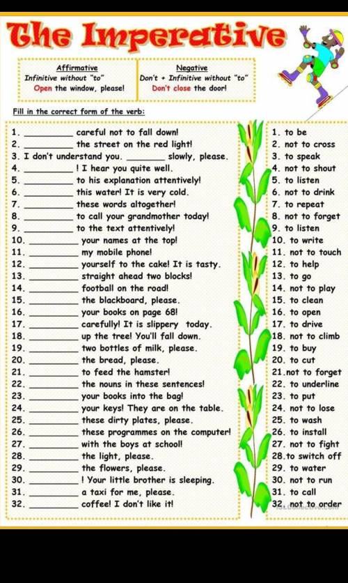 Fill in the correct form of the verb: