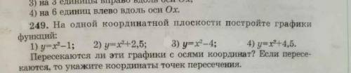 На одной координатной плоскости постройте графики функций: 1) y=x -1; 2) y=x+2,5; 3) y=x -4; 4) y=x+