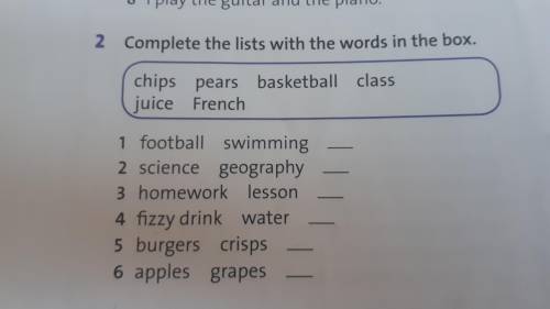 Complete the list with the words in the box