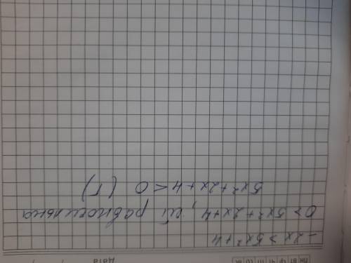 Яка з наведених нерівностей рівносильна нерівності -2x>5x2+4?